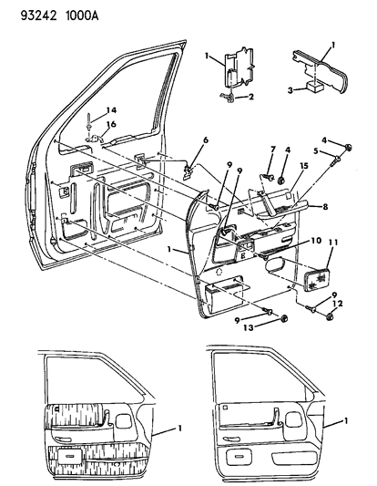 1993 Chrysler Town & Country Panel - Door Trim Front Diagram