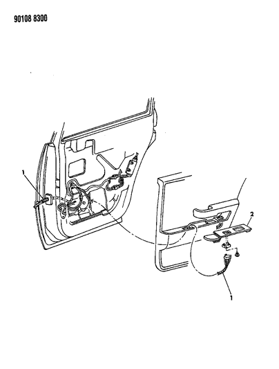 1990 Chrysler Imperial Wiring & Switches - Rear Door Diagram