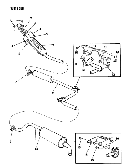 1990 Chrysler LeBaron Exhaust Extension Pipe Diagram for E0043160