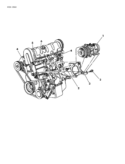 1984 Chrysler Laser Mounting - A/C Compressor Diagram
