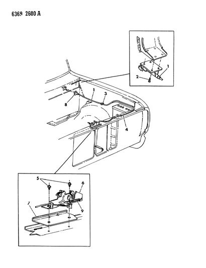 1986 Dodge D350 Hood Latch Release Assembly (In Cab) D1-8 Diagram