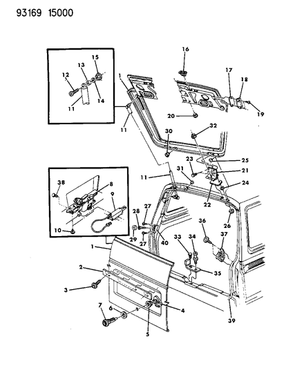 1993 Chrysler Town & Country T Plate L/G Hinge Attach Diagram for 4378671
