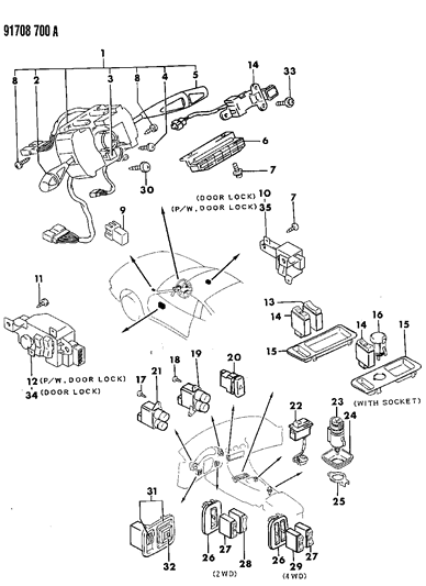 1991 Dodge Stealth Switches & Electrical Controls Diagram 2