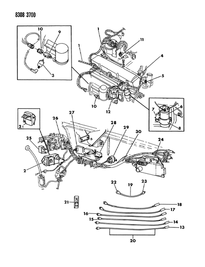 1989 Dodge W350 Wiring - Engine - Front End & Related Parts Diagram 1