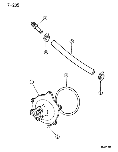 1994 Dodge Intrepid Water Pump & Related Parts Diagram