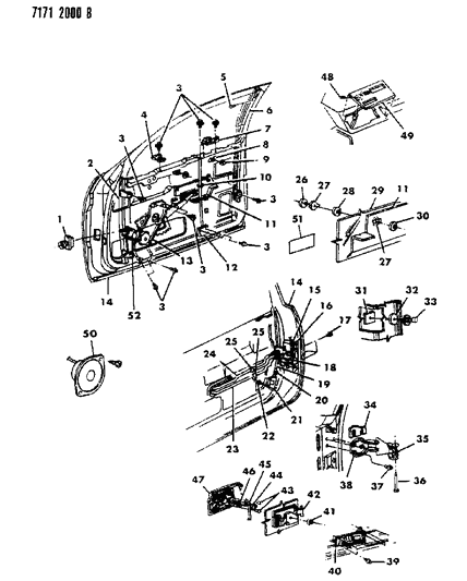 1987 Chrysler LeBaron Gear Pkg-& PINION Window Regulator Motor L/SHFT Diagram for 4467350