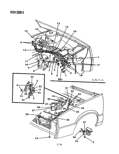 1988 Chrysler LeBaron Plumbing - A/C & Heater Diagram 1