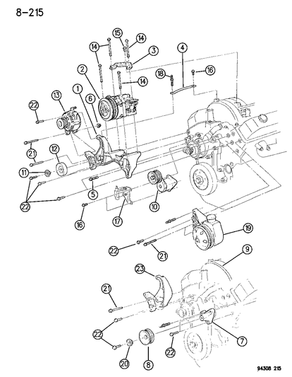 1996 Dodge Ram 3500 Alternator & Mounting Diagram 2