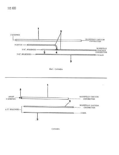 1985 Chrysler New Yorker Vapor Canister Hose Harness - Vapor Tube Diagram 1