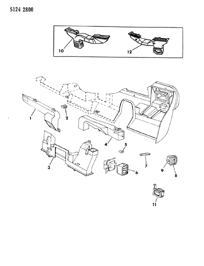 1985 Dodge Omni Air Ducts & Outlets Diagram