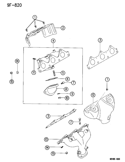 1995 Dodge Stratus Manifolds - Intake & Exhaust Diagram 3