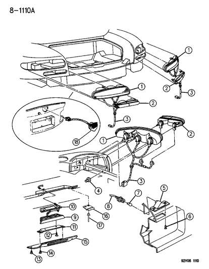1995 Dodge Viper Lamp-Upper Tail, Stop, S/MKR, Re Diagram for 4642102