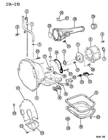 1994 Jeep Wrangler Case & Related Parts Diagram 1