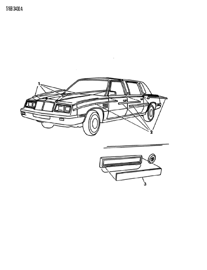 1985 Chrysler Executive Limousine Tape Stripes & Decals - Exterior View Diagram 4