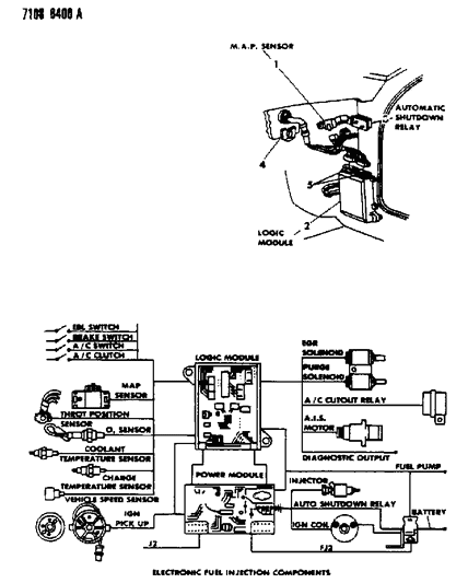 1987 Dodge Shadow M.A.P. Sensor & Logic Module Diagram