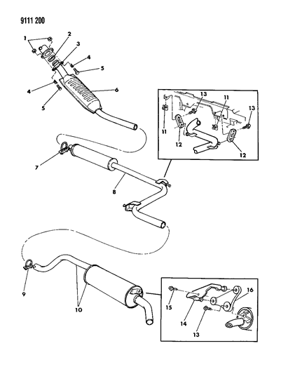 1989 Dodge Shadow Exhaust System Diagram 1