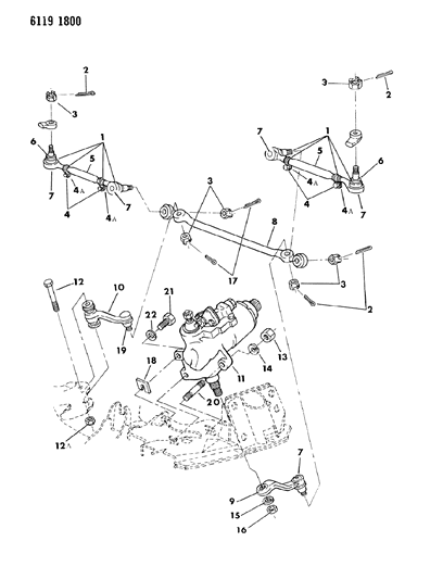 1986 Chrysler Fifth Avenue Tie Rods, Steering Gear And Linkage Diagram