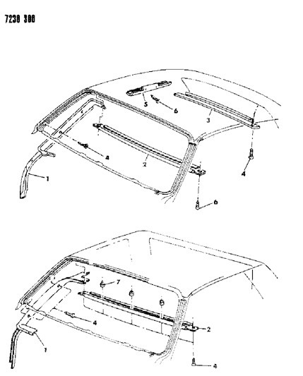 1987 Dodge Omni Moulding - Garnish Diagram