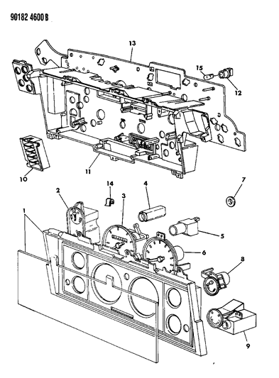 1990 Dodge Grand Caravan Instrument Panel - Cluster Diagram