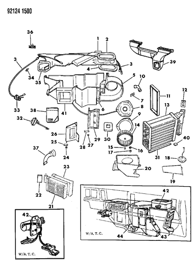 1992 Dodge Dynasty Air Conditioning & Heater Unit Diagram