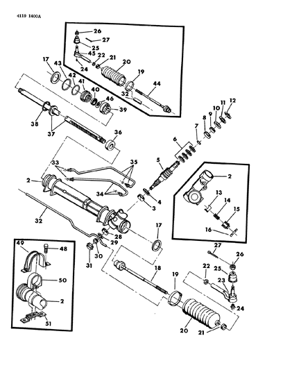 1984 Dodge Daytona Gear - Rack & Pinion Power Steering And Attaching Parts Diagram