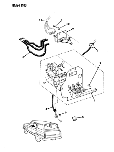 1984 Jeep J20 Controls, Heater And Air Conditioning Diagram