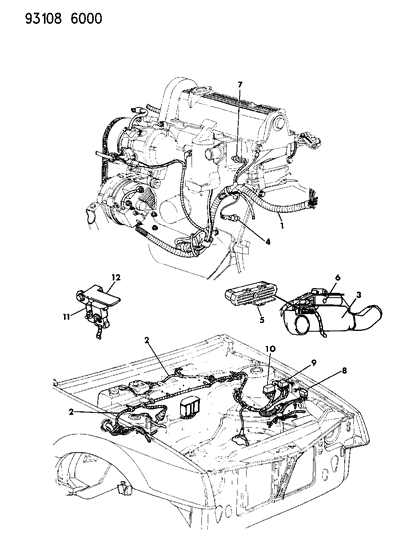 1993 Dodge Shadow Wiring - Engine & Related Parts Diagram