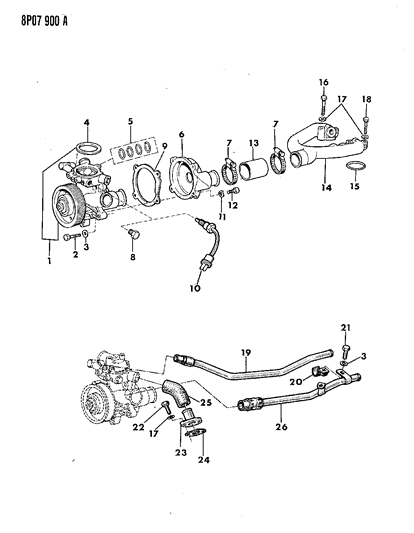 1990 Dodge Monaco Water Pump Diagram for T1464552