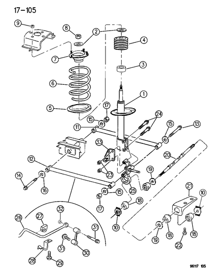 1996 Dodge Neon Suspension - Rear Diagram