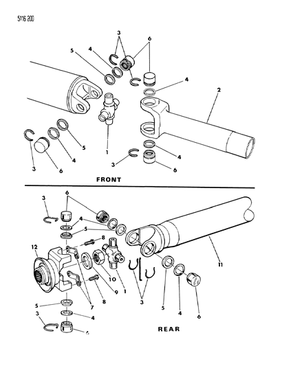 1985 Dodge Lancer Propeller Shaft & Universal Joint Diagram