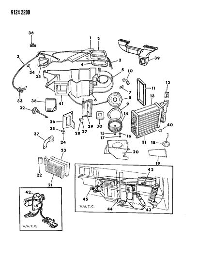 1989 Dodge Shadow Air Conditioning & Heater Unit Diagram
