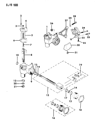 1990 Jeep Cherokee Gear - Steering Diagram 1