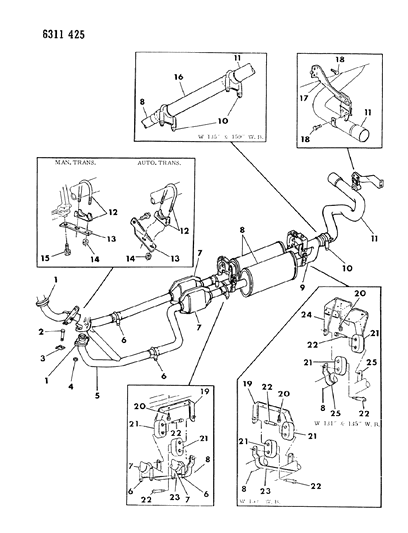 1987 Dodge Ramcharger Exhaust System Diagram 1