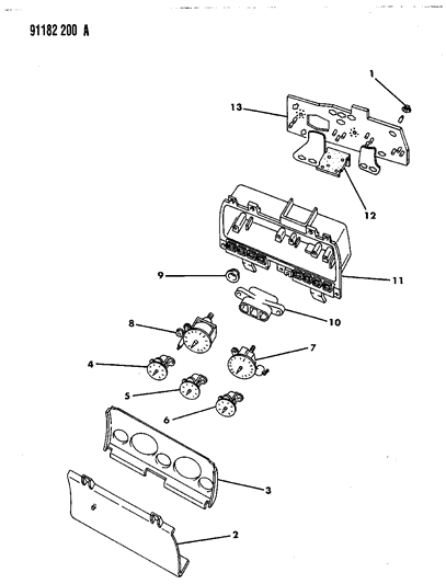 1991 Dodge Shadow Instrument Panel Cluster Diagram