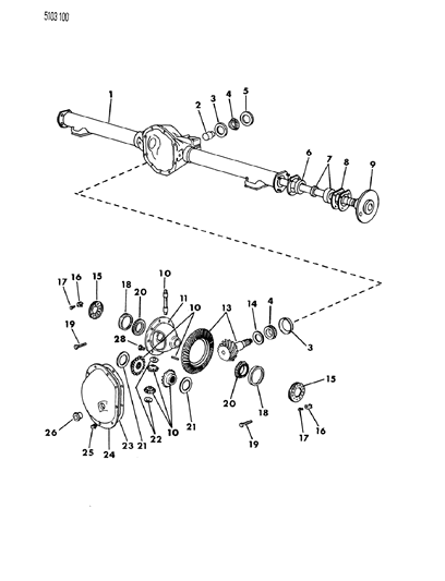1985 Dodge Diplomat Axle, Rear, With Differential And Carrier Diagram 1