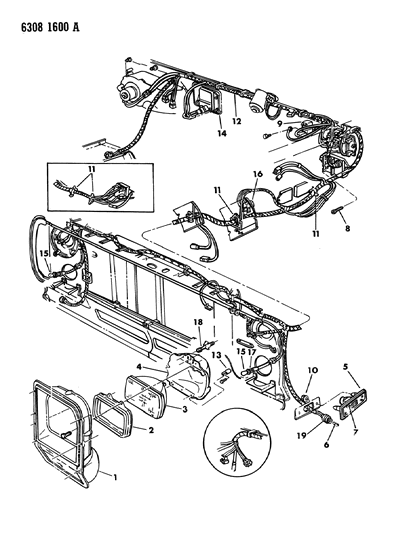 1986 Dodge D150 Lamps & Wiring (Front End) Diagram