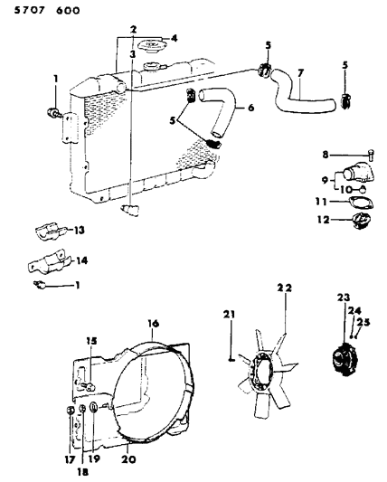 1986 Dodge Conquest Radiator & Related Parts Diagram 2