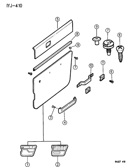 1994 Jeep Wrangler RETAINER-Front Door Trim Diagram for 55029868