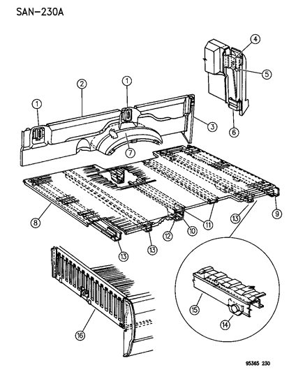 1996 Dodge Dakota Floor Box & Panel Diagram