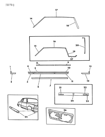 1985 Chrysler Town & Country Mouldings & Ornamentation - Exterior View Diagram 11
