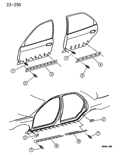 1995 Chrysler New Yorker Brackets, Cladding Attaching Intrepid And Vision Diagram