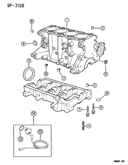 1995 Dodge Neon Engine-Long Diagram for R0420857AA