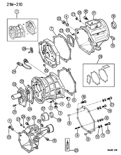 1994 Jeep Wrangler Seal-Front RETAINER Diagram for 5252053