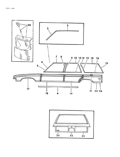 1984 Chrysler LeBaron Mouldings & Ornamentation - Exterior View Diagram 3