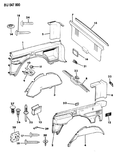 1986 Jeep Wagoneer Panels - Interior Trim, Rear Diagram 1