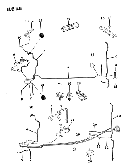 1986 Jeep Comanche Lines & Hoses, Brake Diagram