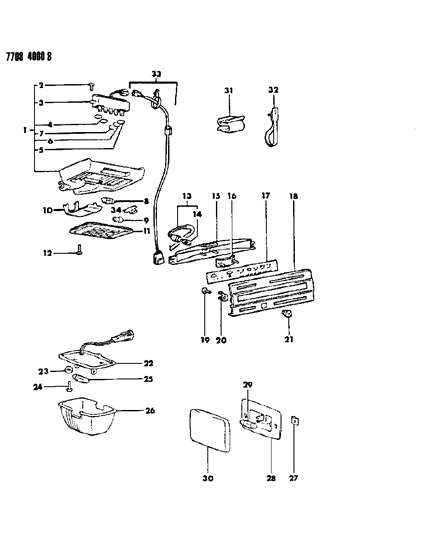 1987 Chrysler Conquest Lamps - Dome-Door & Luggage Diagram