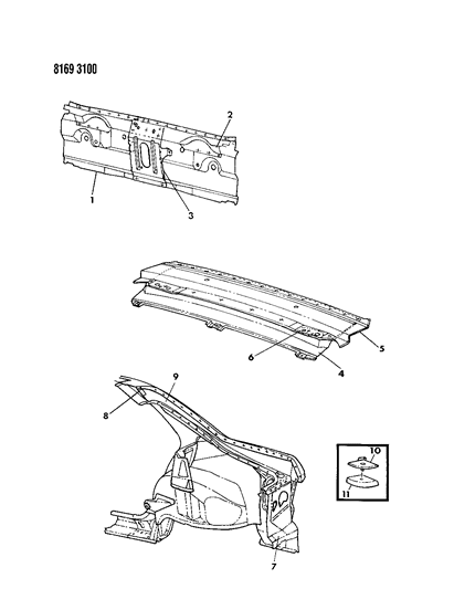 1988 Dodge Shadow Liftgate Opening Panel Diagram