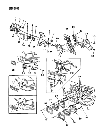 1988 Chrysler LeBaron Spring-RECT Head Lamp Bulb Seat Adj Diagram for 3868789