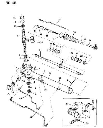 1987 Chrysler LeBaron Gear - Rack & Pinion, Power & Attaching Parts Diagram